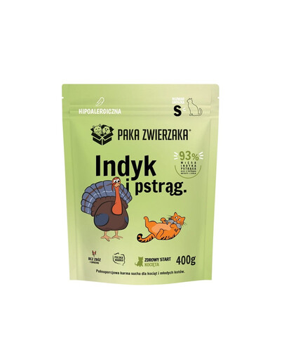 Karma sucha Indyk z pstrągiem dla kociąt S 400 g
