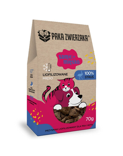 PAKA ZWIERZAKA Samo mięsko Struzzo liofilizzato per cani e gatti 70 g