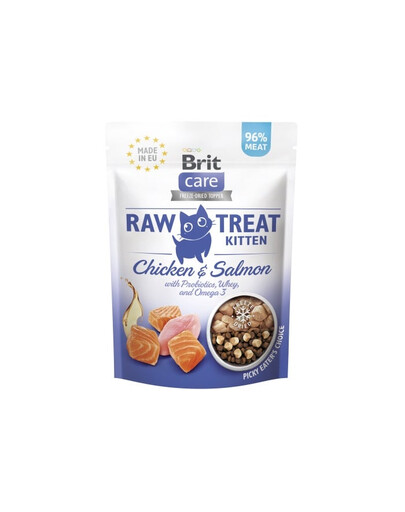 BRIT Care Raw Treat Freeze Dried Kitten 40 g Bocconcini liofilizzati al pollo e salmone con probiotici per gattini