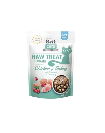 BRIT Care Raw Treat Freeze Dried Urinary Cat 40 g Bocconcini liofilizzati di pollo e tacchino con probiotici per gatti