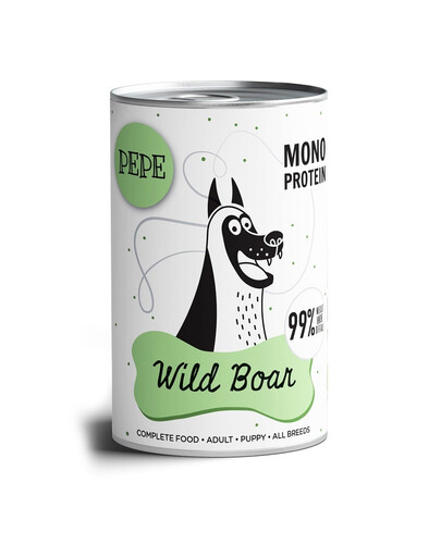 PAKA ZWIERZAKA PEPE Wild Boar 99% (cinghiale) 800 g monoproteinowa karma