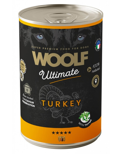 WOOLF Ultimate Adult Dog Turkey and Thyme 400g cibo umido per cani con tacchino e timo