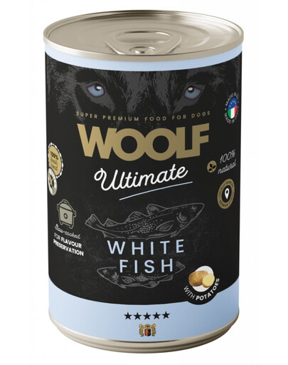 WOOLF Ultimate Adult Dog White Fish and Potatoes 400g cibo umido per cani con pesce bianco e patate
