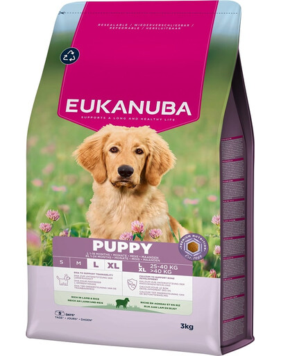 EUKANUBA Puppy Large Breeds Lamb Rice 3 kg cibo secco per cuccioli di razze grandi ricco di agnello e riso