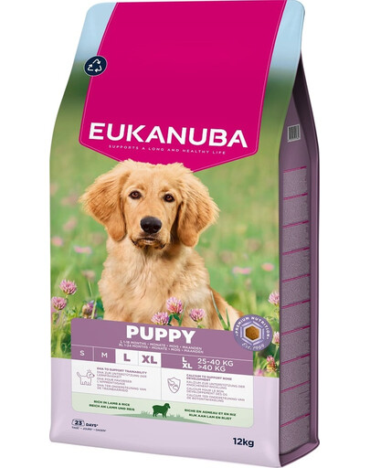 EUKANUBA Puppy Large Breeds Lamb Rice 12 kg cibo secco per cuccioli di razze grandi ricco di agnello e riso