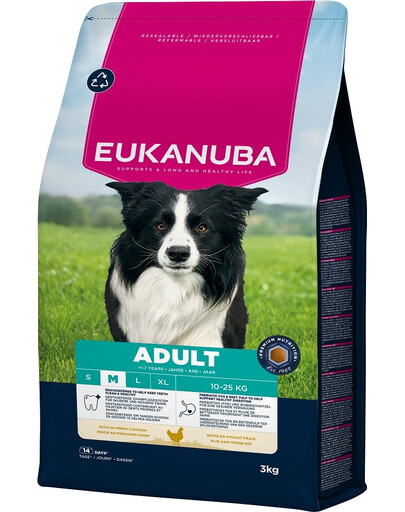 EUKANUBA Adult Medium Breeds Chicken 3 kg cibo secco per cani di taglia media ricco di pollo fresco