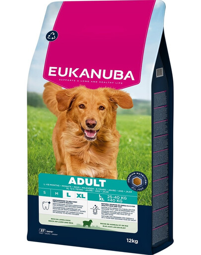 EUKANUBA Adult Large Breeds Lamb Rice 12kg cibo secco ricco di agnello e riso per cani di taglia grande