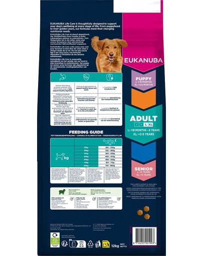 EUKANUBA Adult Large Breeds Lamb Rice 12kg sucha karma bogata w jagnięcinę i ryż dla psów dużych ras
