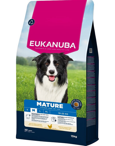 EUKANUBA Mature Medium Breeds Chicken 15 kg cibo secco per cani adulti di razza media ricco di pollo fresco