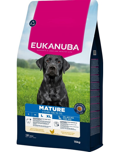 EUKANUBA Mature Large Breeds Chicken 15 kg cibo secco per cani adulti di grandi razze ricco di pollo fresco