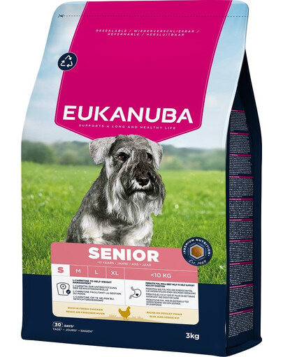 EUKANUBA Senior Small Breeds Chicken 3 kg cibo secco per cani anziani di piccola taglia ricco di pollo fresco