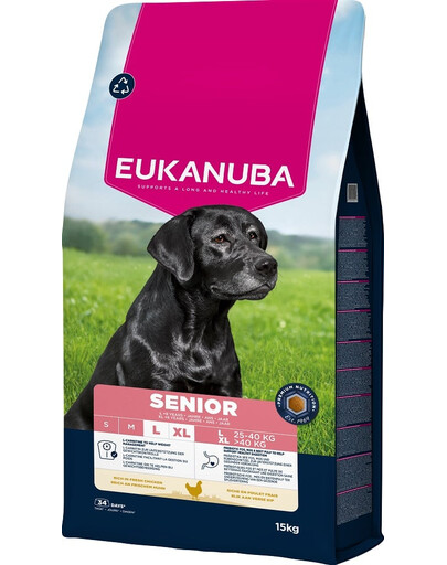 EUKANUBA Senior Large Breeds Chicken 15 kg cibo secco per cani anziani di razze grandi ricco di pollo fresco