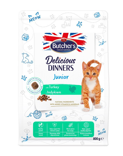 BUTCHER'S Functional Cat Dry Junior con tacchino 800 g