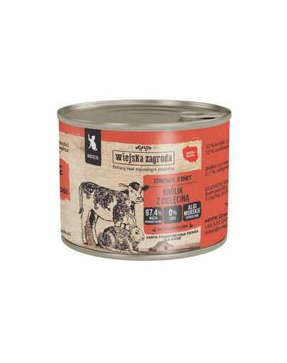 WIEJSKA ZAGRODA Coniglio con vitello cibo umido per gattini 200 g