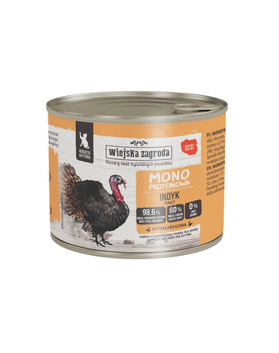 WIEJSKA ZAGRODA Monoproteico Tacchino cibo umido per gattini 200 g