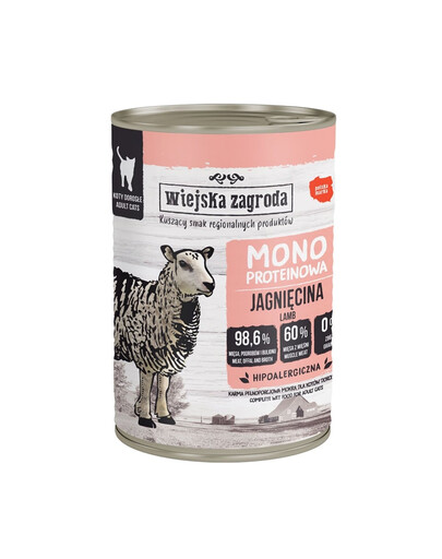 WIEJSKA ZAGRODA Cibo umido monoproteico con agnello per gatti 400 g