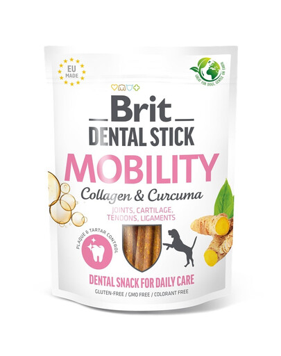 BRIT Dental Stick Mobility curcuma e collagene 251 g snack dentale per cani che supporta la mobilità