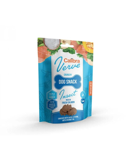 CALIBRA Dog Verve Crunchy Snack Insect&Fresh Salmon 150 g snack senza cereali con insetti e salmone fresco