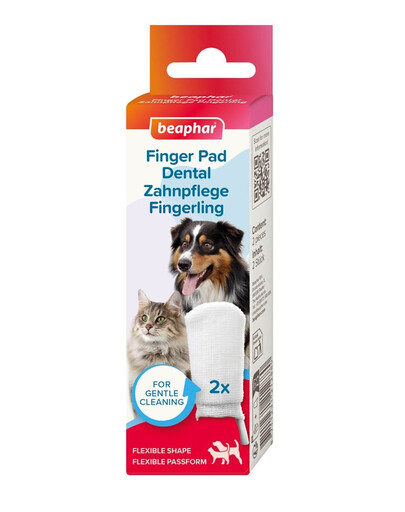 BEAPHAR Finger Pad Dental 2 pezzi spazzolina da dito per la pulizia dei denti di cani e gatti