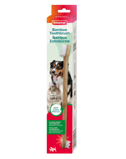 BEAPHAR Bamboo Toothbrush spazzolino da denti in bambù a doppia faccia per cani e gatti