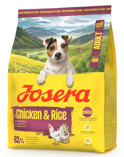 JOSERA Mini Adult Chicken and Rice 900g cibo senza glutine per cani di piccola taglia