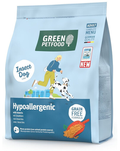 GREEN PETFOOD InsectDog Hypoallergen 900g cibo senza cereali con proteine di insetti per cani