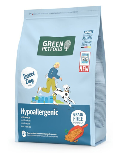GREEN PETFOOD InsectDog Hypoallergenic 3kg cibo secco ipoallergenico a base di proteine di insetti per cani
