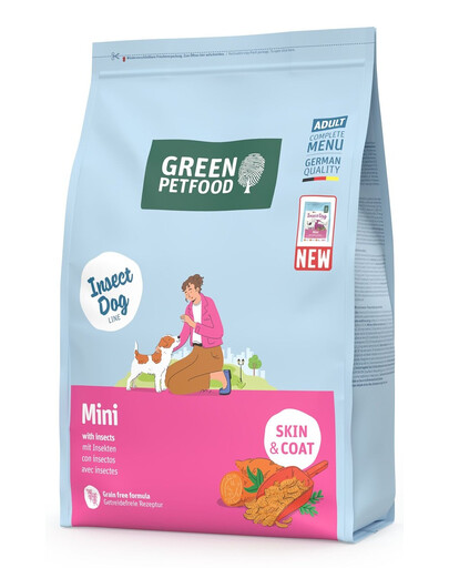 GREEN PETFOOD InsectDog Mini 3kg cibo senza cereali con proteine di insetti per cani di piccola taglia