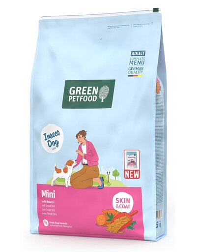 GREEN PETFOOD InsectDog Mini 7,5kg cibo senza cereali con proteine di insetti per cani di piccola taglia