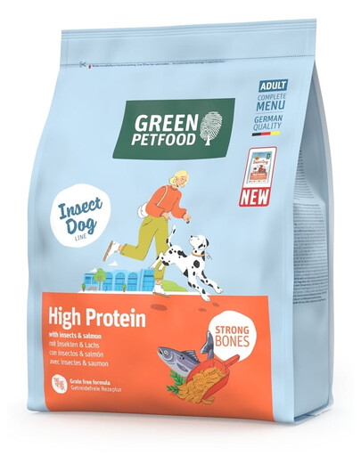GREEN PETFOOD InsectDog con Salmone High Protein 900g con proteine di insetti e salmone per cani attivi