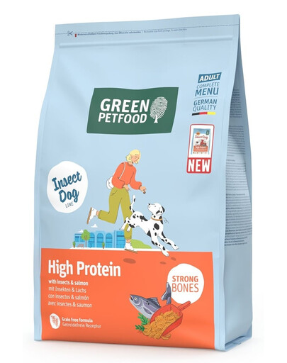 GREEN PETFOOD InsectDog con Salmone High Protein 3kg con proteine di insetti e salmone per cani attivi