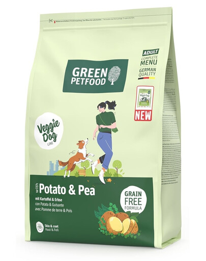 GREEN PETFOOD VeggieDog con Patate e Piselli 3kg cibo vegetariano con patate e piselli per cani