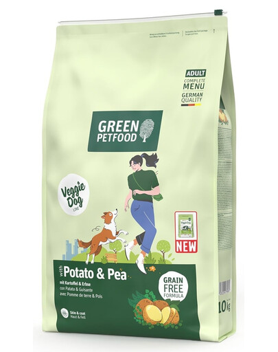 GREEN PETFOOD VeggieDog con Patate e Piselli 10kg cibo vegetariano con patate e piselli per cani