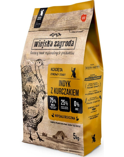 WIEJSKA ZAGRODA Tacchino con pollo per gattini 5 kg