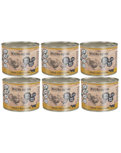WIEJSKA ZAGRODA Kitten Tacchino e pollo per gattini 6x200 g