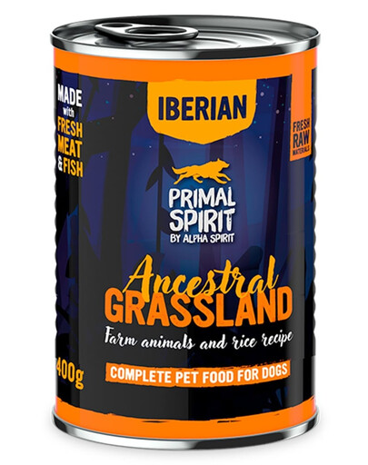 PRIMAL SPIRIT Iberian Ancestral Grassland cibo umido per cani 400 g