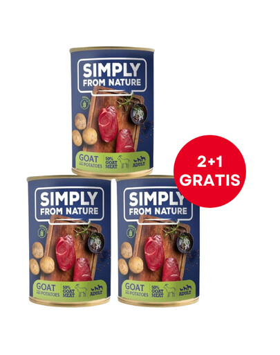 SIMPLY FROM NATURE Cibo umido per cani Capra con patate 400 g (2+1 GRATIS)