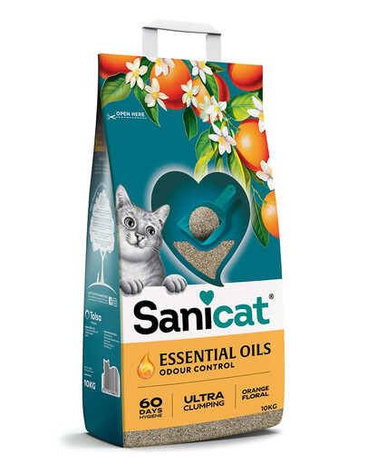SANICAT Essential Oils Orange floral 10 kg lettiera in bentonite con profumo floreale
