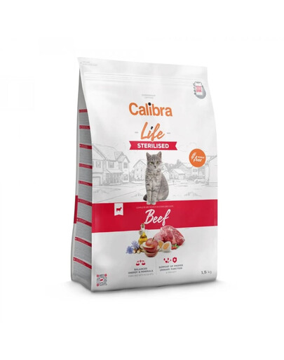CALIBRA Cat Life Sterilised Beef 1,5 kg cibo secco senza cereali per gatti dopo sterilizzazione o castrazione