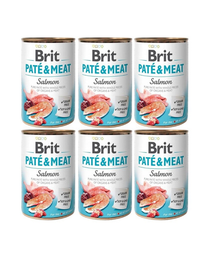 BRIT Pate&Meat salmon 6x400 g pasztet z łososiem dla psa