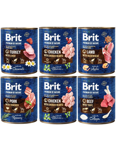 BRIT Premium by Nature Mix smaków 6x800 g naturalna karma dla psa