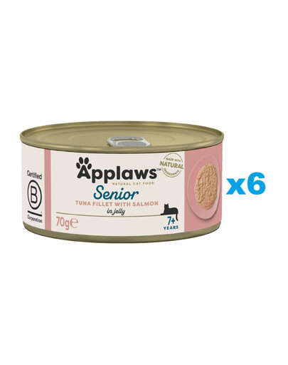 APPLAWS Cat Senior Tuna with Salmon in Jelly tonno con salmone in gelatina per gatti anziani 6 x 70g