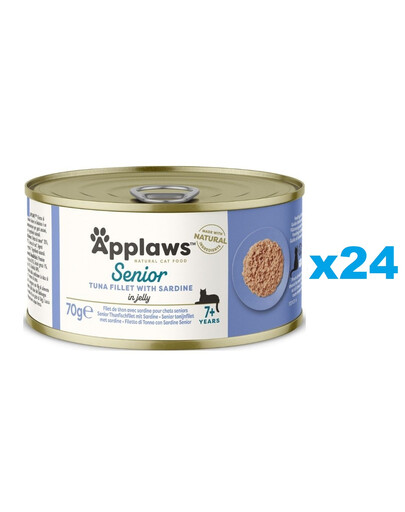 APPLAWS Cat Senior Tuna Fillet with Sardine in Jelly tonno con sardine in gelatina per gatti anziani 6 x 70g