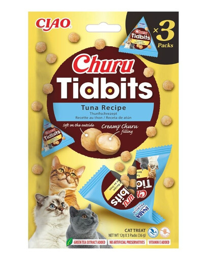 INABA Cat Churu Tidbits Tuna Recipe 3x12g bocconcini morbidi e cremosi al tonno per gatti