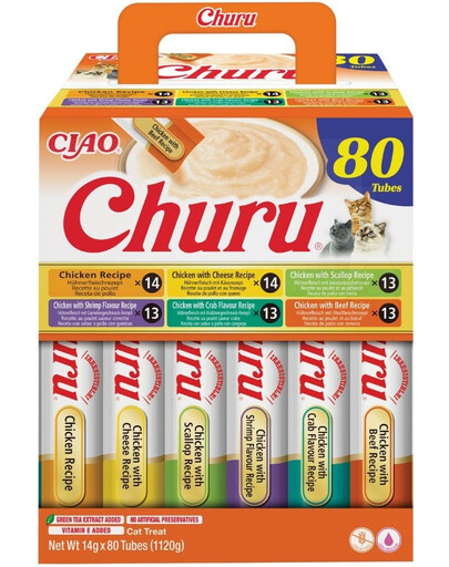 INABA Cat Churu Chicken Recipe 80x14g mix di prelibatezze cremose con pollo per gatti