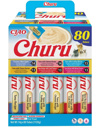 INABA Cat Churu Tuna Recipe 80x14g mix di prelibatezze cremose al tonno per gatti