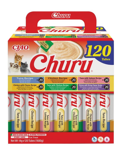 INABA Cat Churu Chicken and Tune Receipe 120x14g mix di prelibatezze cremose con pollo e tonno per gatti