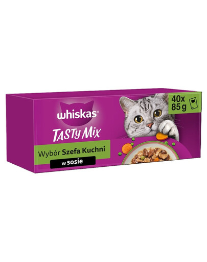 WHISKAS Adult Tasty Mix Scelta dello Chef 40x85 g cibo umido completo per gatti adulti in salsa