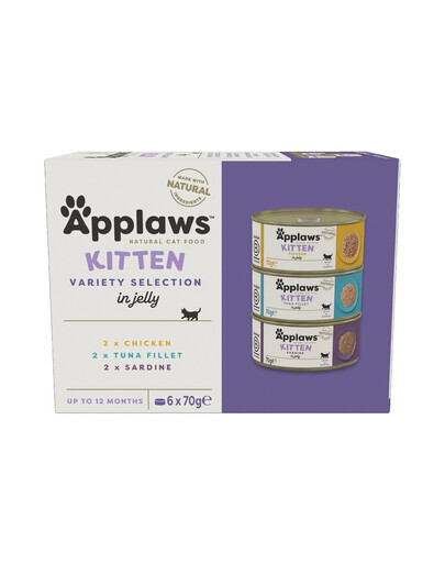 APPLAWS Cat Tin Multipack Kitten Selection Cibo umido per gattini mix di sapori con pesce e pollo  6 x 70 g