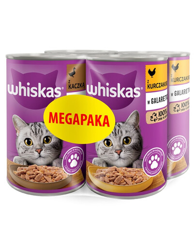WHISKAS Adult Megapaka Mix sapori con pollo e anatra in gelatina 4x400 g per gatti adulti